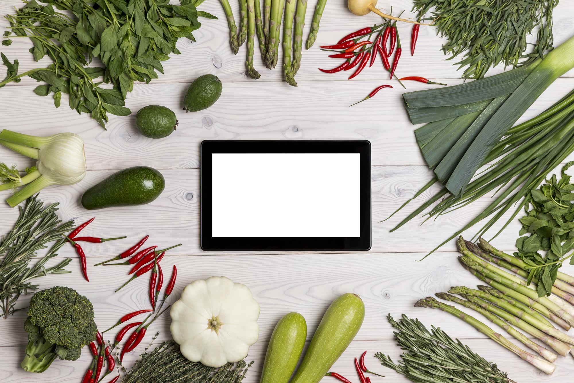 Selection of seasonal vegetables on table